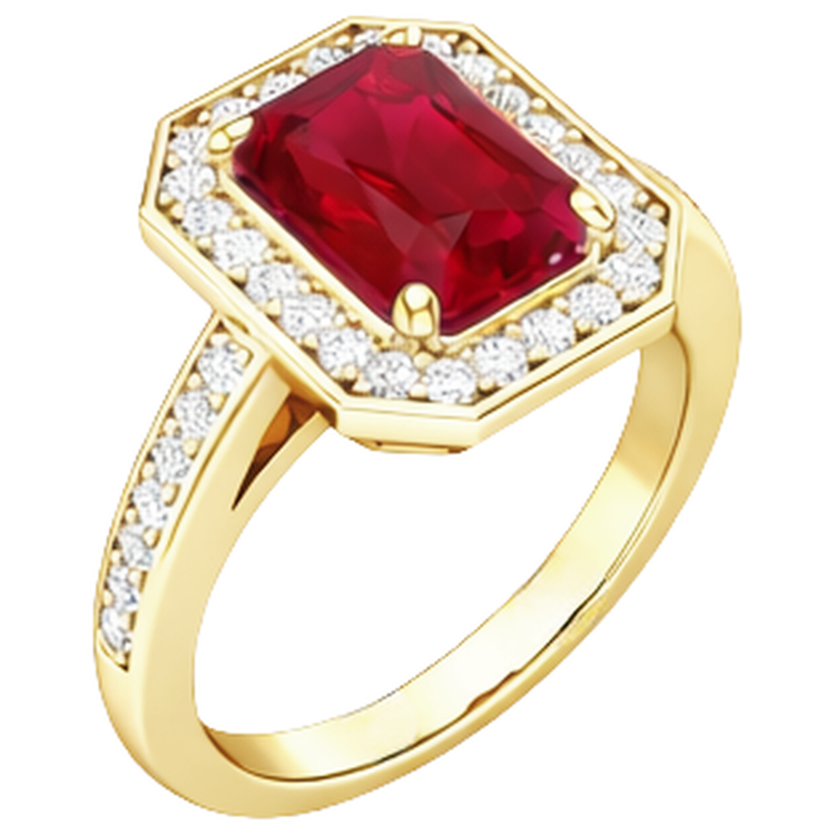 4.75 ct bague de mariage rubis taille émeraude rouge et diamants or jaune
