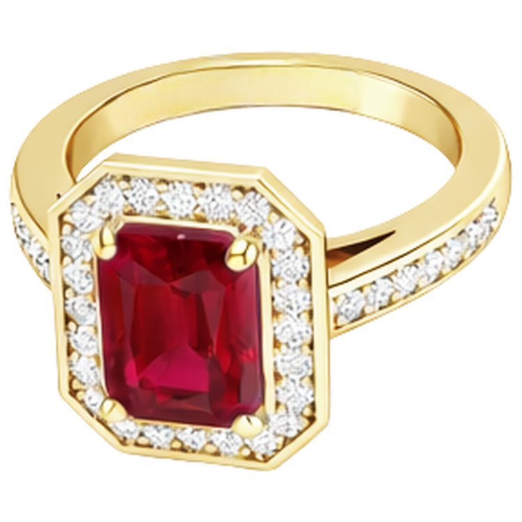 4.75 ct bague de mariage rubis taille émeraude rouge et diamants or jaune