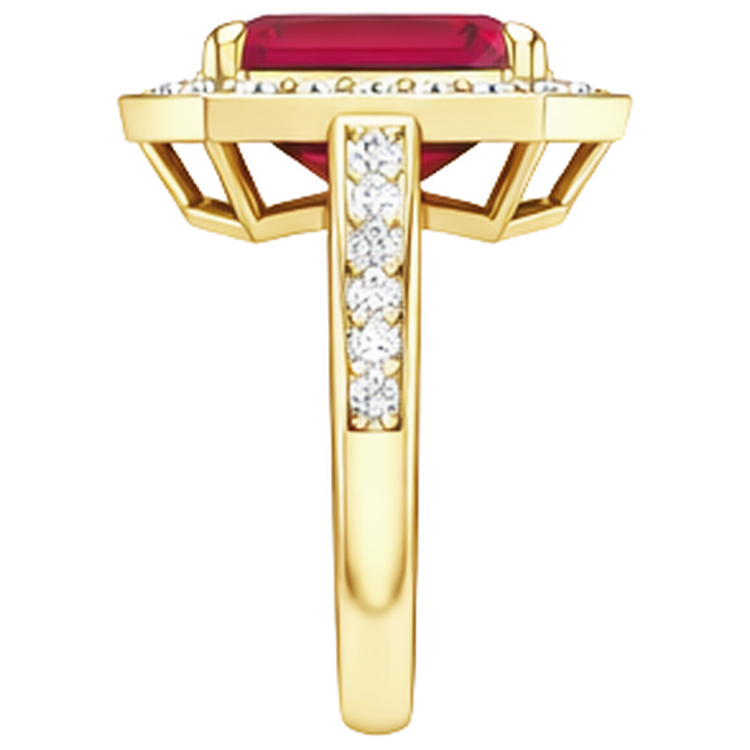 4.75 ct bague de mariage rubis taille émeraude rouge et diamants or jaune
