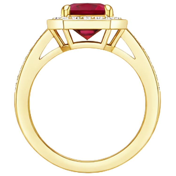 4.75 ct bague de mariage rubis taille émeraude rouge et diamants or jaune