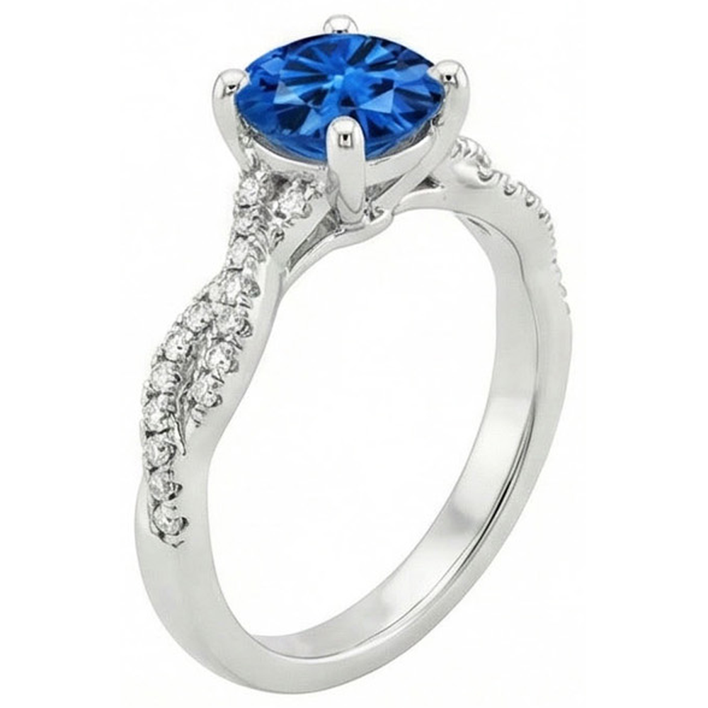 naturel round diamant 4.90carats bague vue de face