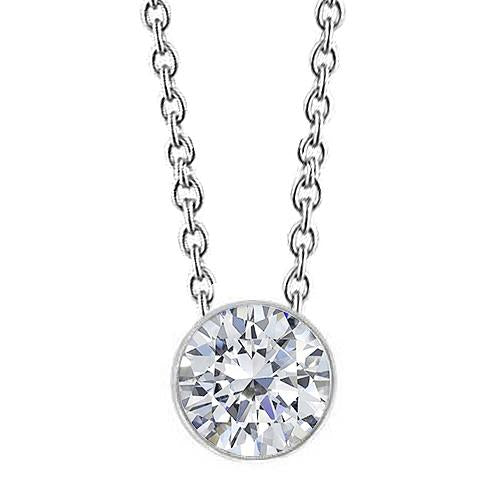 4 Carats Gros Véritable Diamant Collier Pendentif Diapositive Bijoux Lunette Ensemble Or 14K