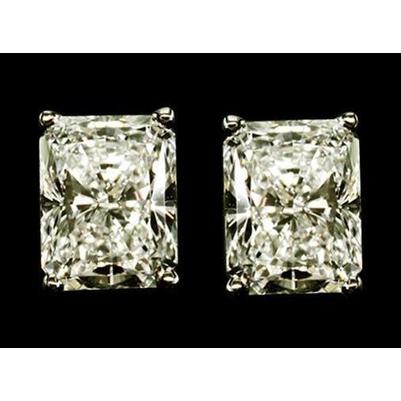 4 Carats. Boucle D'oreille Réel Diamant Clou D'oreille Or Blanc Diamant