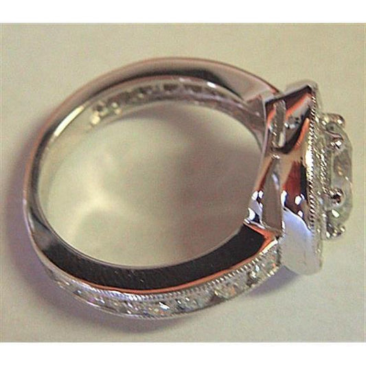 4 Ct Big Diamond Ring Bague Véritable Diamant Rond Halo Platine