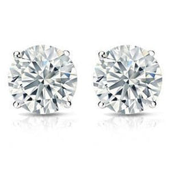 Taille Ronde Brillant Pendants d'Oreilles – 4 carats en Or Blanc
