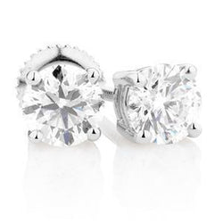 Diamant Boucles d'Oreilles – Or 14K Blanc 4 carats