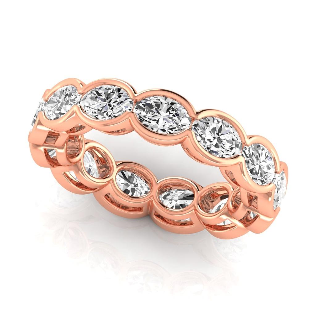 Diamant Taille Ovale Eternity Band en Or Rose 14 Carats – vue de côté