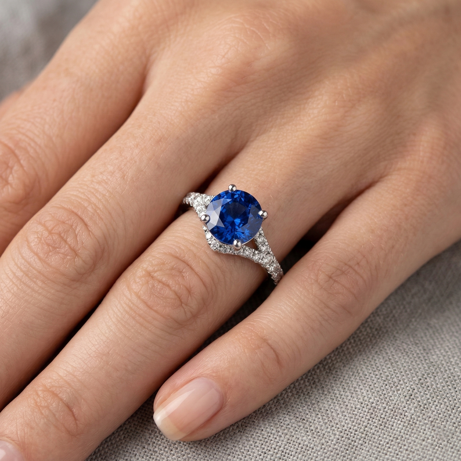 naturel round diamant 4.35carats bague sur blanc