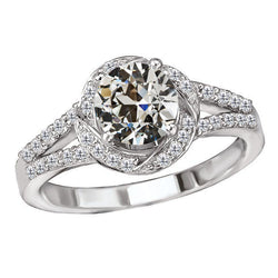 Tige Fendue Brillant Bague Sertie Halo 2 carats – Or Blanc 14