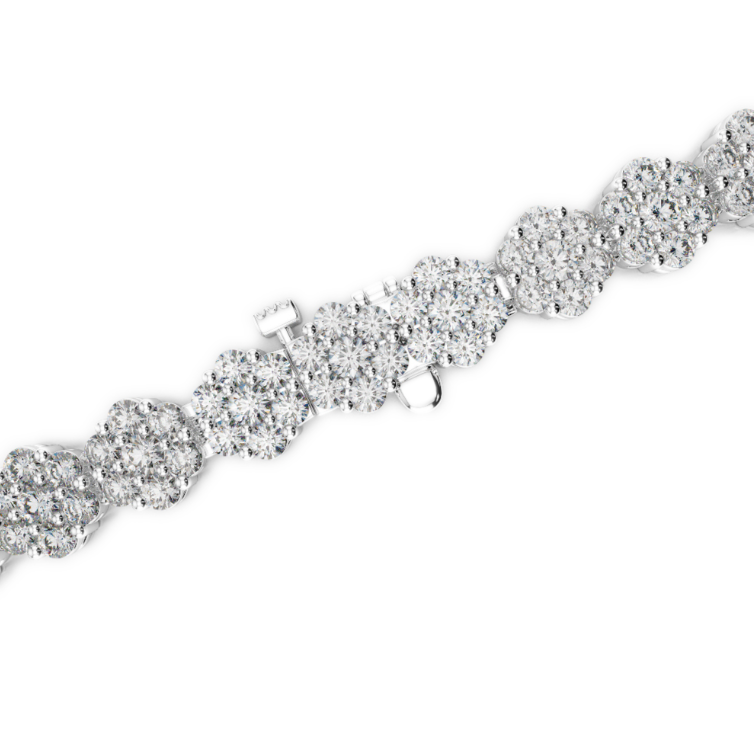 Diamant Bracelet Chaîne 4,50 carats Or 14K Blanc – vue de côté