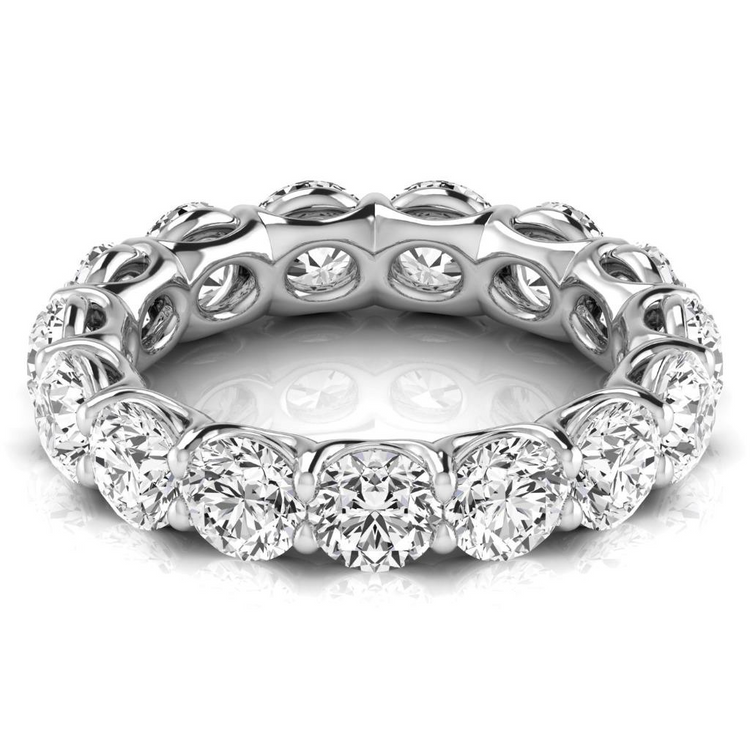 Brillant Taille Ronde Eternity Band en Or 14K Blanc – vue de face