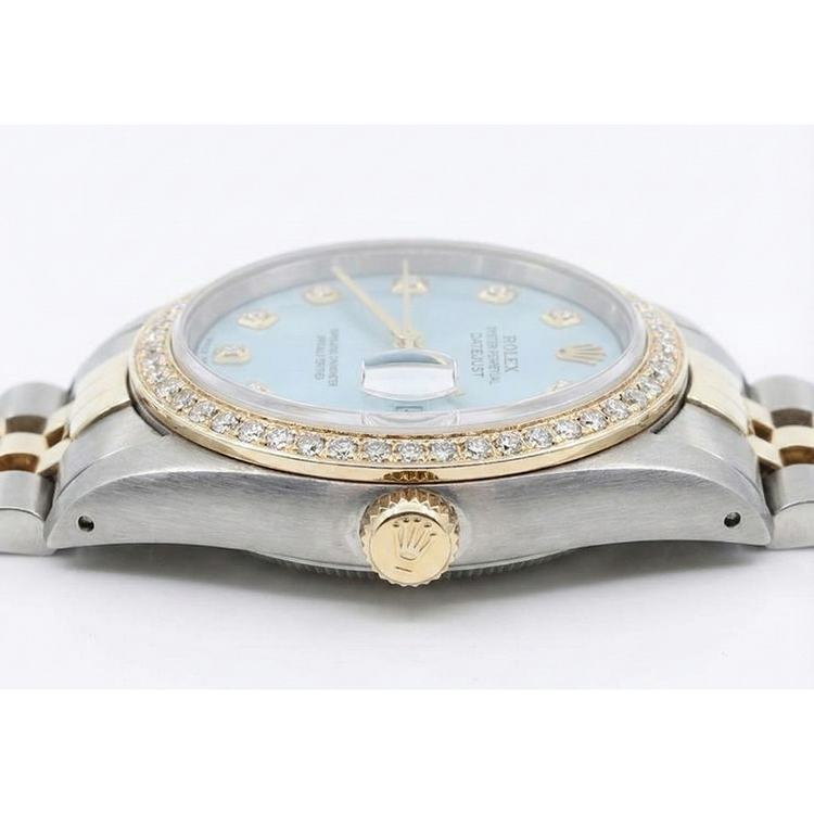 Montre Jubilé Bicolore Lunette Cadran Diamant Rolex Datejust réglage rapide