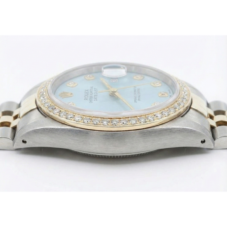 Montre Jubilé Bicolore Lunette Cadran Diamant Rolex Datejust réglage rapide