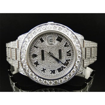40 Ct.diamant acier inoxydable Datejust Ii Rolex Gents montre diamant lunette glacée