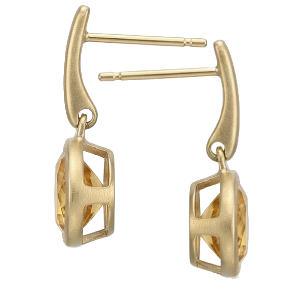 Ovale Citrine bague en Or Jaune 14 Carats – vue de côté
