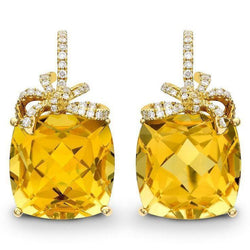 VVS Citrine Gemstone Earring 47,60 carats – Or Blanc 14 Carats