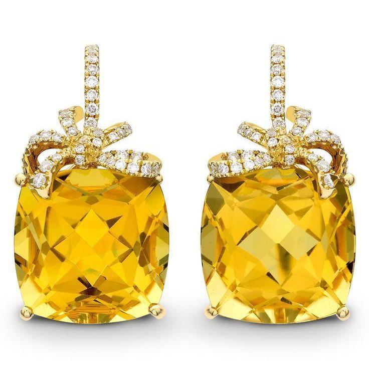 Citrine Gemstone Earring 47,60 carats Or Blanc 14 Carats – vue principale