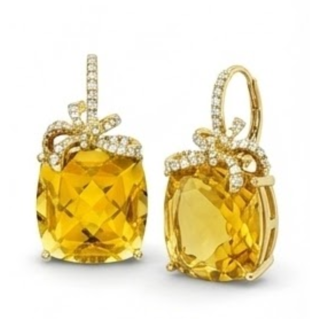 Coussin Citrine bague en Or Blanc 14 Carats – vue de côté
