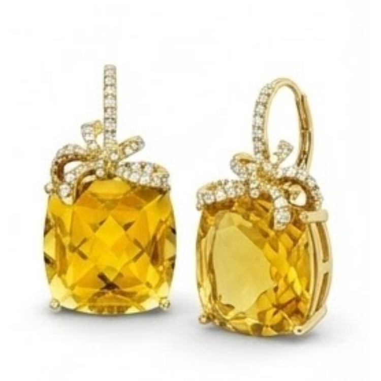 Coussin Citrine bague en Or Blanc 14 Carats – vue de côté