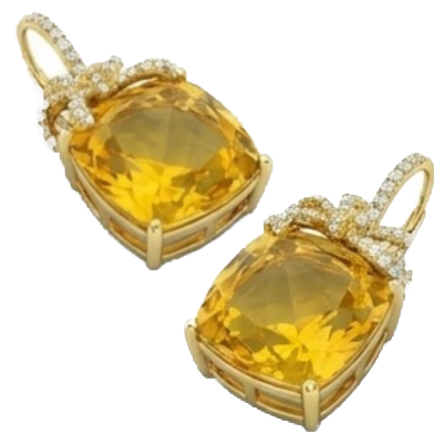 Citrine Gemstone Earring 47,60-carats Or Blanc 14 Carats – vue d'angle