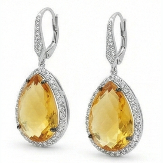 Citrine Gemstone Earring 48,88 carats Or Blanc 14 Carats – vue principale