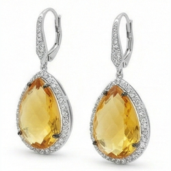 Pavé Gemstone Earring – Citrine 48,88 carats Or Blanc 14 Carats
