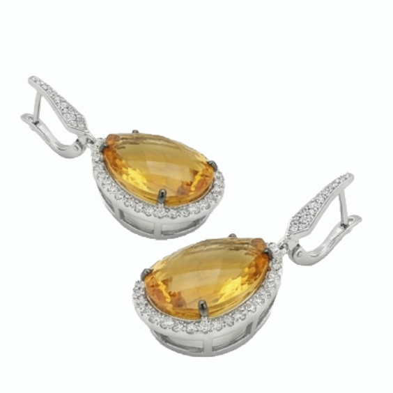 Exquis Citrine Gemstone Earring 48,88 carats – vue d'angle