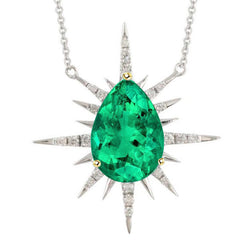 Émeraude Colombienne Étoile Collier Pendentif Pierre 3 carats en