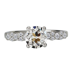 Coussin Antique Diamant Fin Bague de Demande en Or 14K Blanc – 4