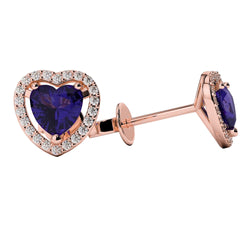 Tanzanite Bleue Gemstone Earring de luxe – 4,00 carats Or Rose