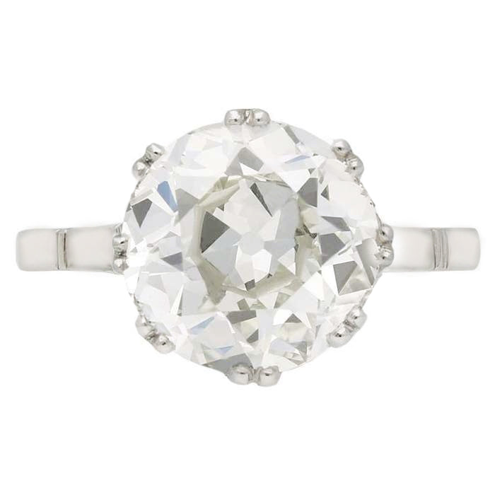 Diamant Coussin Antique Anniversary Ring en Or Blanc 14 Carats – vue de face