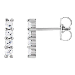 1 carats Diamant Fin Pendants d'Oreilles en Or Blanc 14 Carats