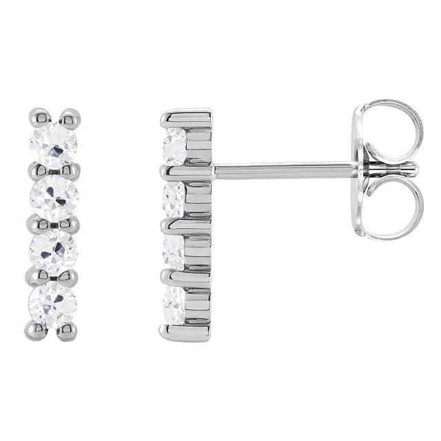 Diamant Fin Coussin Antique Pendants d'Oreilles en Or Blanc 14 Carats – vue principale
