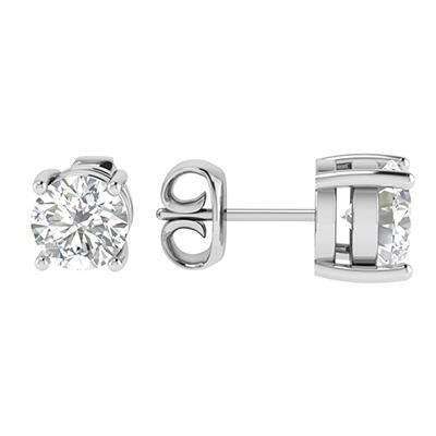 4.00 Carats Serti De Griffes Réel Diamants Boucles D'oreilles Dame Or Blanc 14K