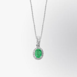4.05 Carats Emeraude Vert Et Diamant Gemme Pendentif Or Blanc 14K