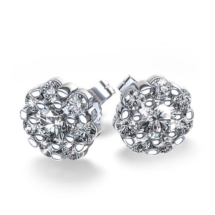 4.10 Carats Superbes Boucles D'Oreilles Réel Diamants Taille Ronde Halo Or Blanc