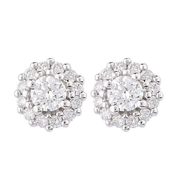 4.10 carats Boucles D'oreilles Véritable Diamant Rond Scintillant Halo Or Blanc 14K