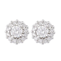 4.10 carats Boucles D'oreilles Véritable Diamant Rond Scintillant Halo Or Blanc 14K