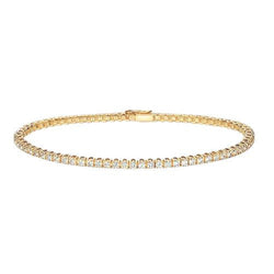 4.20 Carats Bracelet Tennis Véritable Diamants Taille Brillant Or Jaune 14K