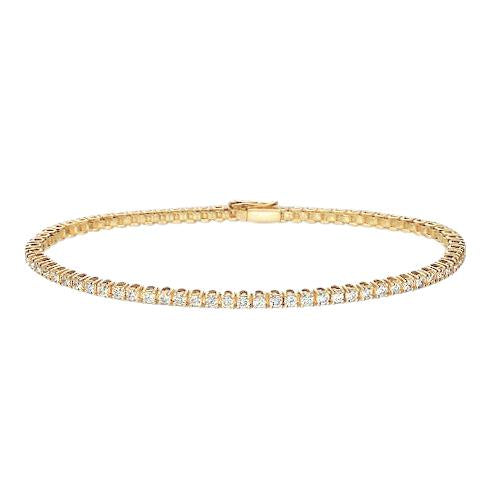 4.20 Carats Bracelet Tennis Véritable Diamants Taille Brillant Or Jaune 14K