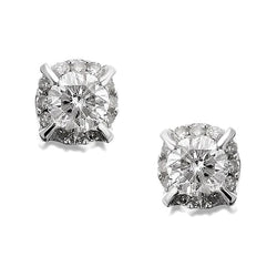 4.20 Carats Réel Diamants Coupe Ronde Femmes Boucles D'oreilles Or Blanc 14 Carats Neuf