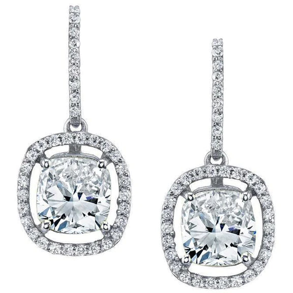4.30 carats Naturel diamants étincelants femmes boucles d'oreilles or blanc 14K