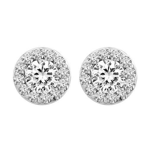 4.30 carats serti de griffes Réel diamant dame boucles d'oreilles halo or blanc 14 carats