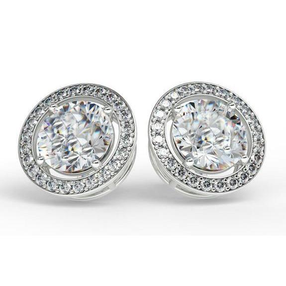 4.30 carats serti de griffes de Réel diamants pendants d'oreilles pour dames en or blanc 14 carats