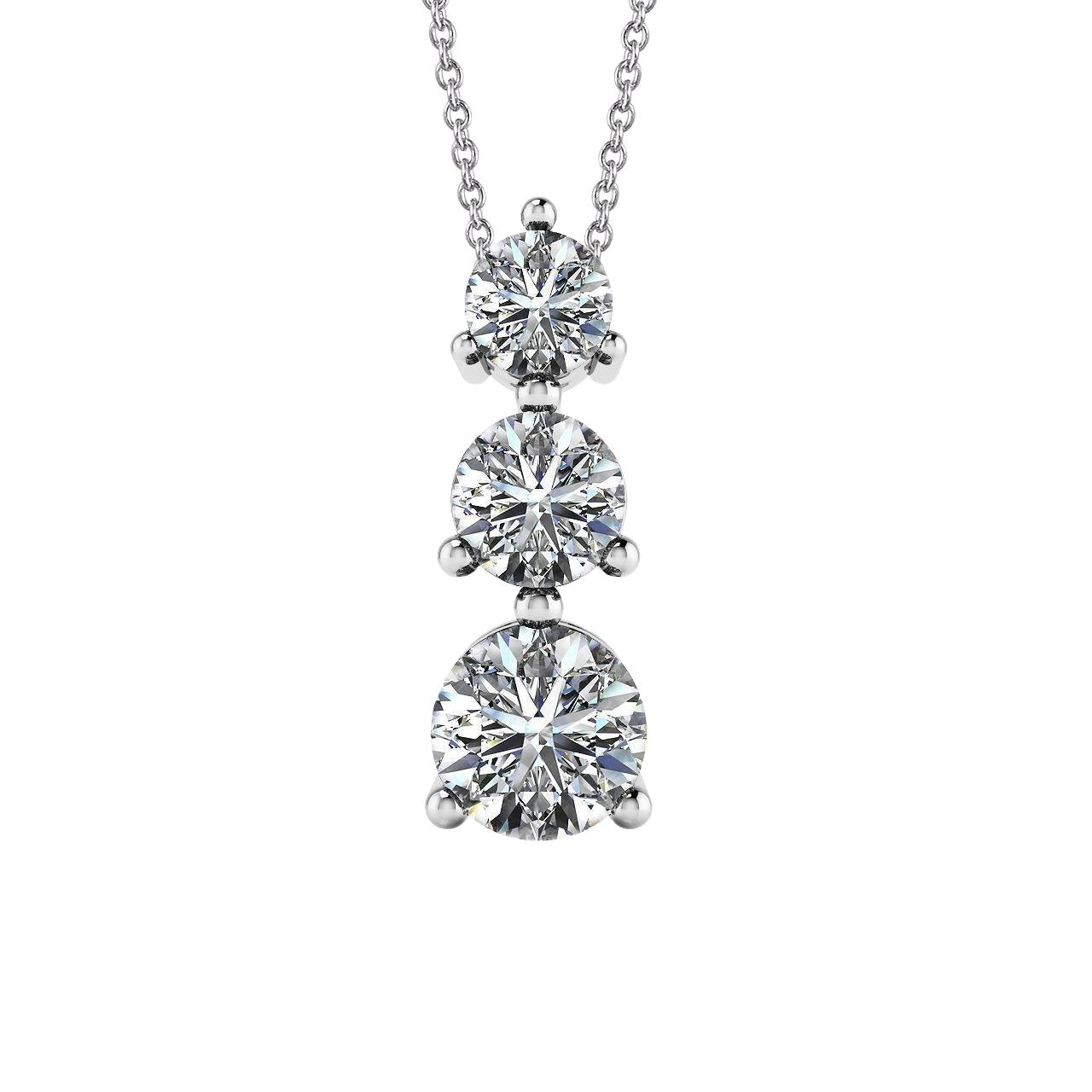 4.5 Carats Serti De Griffes Pendentif Naturel Diamant Rond Voyage Or Blanc 14 Carats