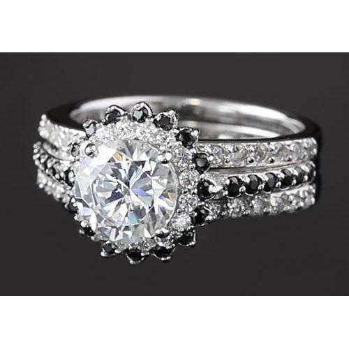 4.50 Carats Bague Anniversaire Naturel Diamant Rond Halo