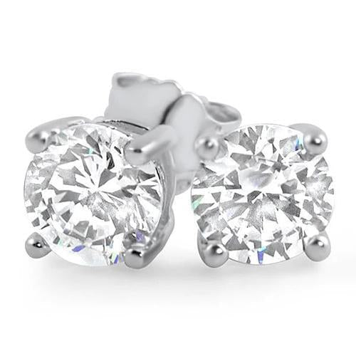 4.50 Carats Boucles D'Oreilles Clous Véritable Diamant Or Blanc 14K