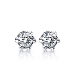 4.50 Carats Boucles D'Oreilles Réel Diamants Taille Ronde Or Blanc 14K