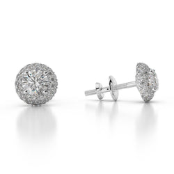 4.50 Carats Réel Diamants Femmes Clous Boucles D'oreilles Halo Or Blanc 14K