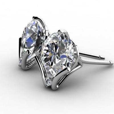 4.50 Ct. Boucles D'oreilles Clous D'oreilles Dame Réel Diamants Taille Brillant Ronds Or Blanc